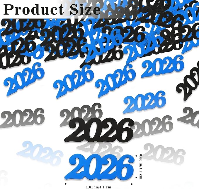Graduation Confetti 2026, Congrats Grad Confetti Class of 2026, 60g Blue Black Glitter Graduation Table Centerpiece for Graduation Party Decorations Senior High School Celebration Party Supplies