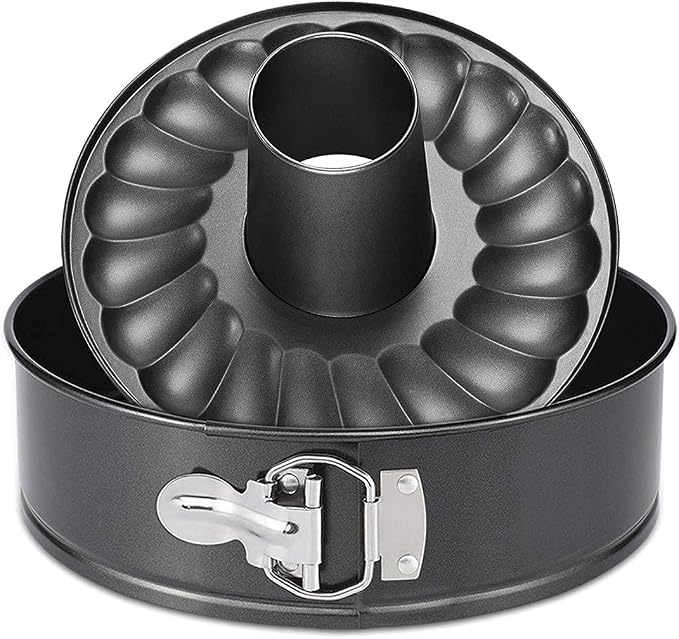 7 Inch Springform and Bundt Pans, Non-stick Cheesecake and Ice-Cream Cake Bakeware,Carbon Steel Tube Pan 2 in 1 with Removable Bottom and Quick-Release Latch for 5,6,8 QT Instant Pot Gray