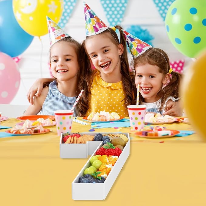 HILAVO Cardboard Number for Charcuterie, 13.7" Cardboard Number 7 Fillable Number for Food Paper Mache Number Boxes for Cupcake Sweet Candy 7th Birthday Anniversary Party Decorations