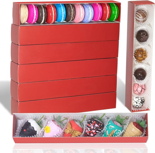 20Pack 12x2¼x2 Inch Chocolate Covered Strawberries Boxes for 6 Macaron boxes Chocolate Truffle Boxes Cookie boxes Bakery Boxes with Clear Window