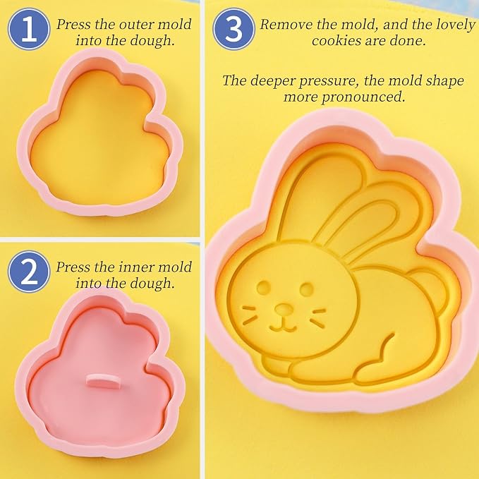 Farm Animal Cookie Cutters with Cookie Stamps 8 Pieces Cute Cookie Cutters for DIY Biscuit Snacks Cheese Baking (Farm B)