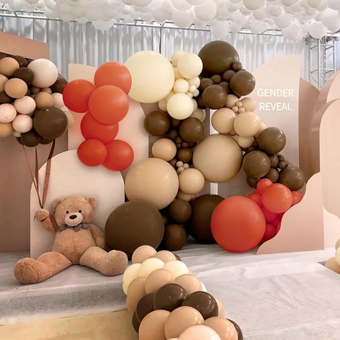MEBAY Dusty Orange and Brown Balloon Arch Kit, 166Pcs Burnt Orange Camel Chocolate Brown Nude Balloons Garland for Boho Thanksgiving Autumn Baby Shower Fall Birthday Decorations