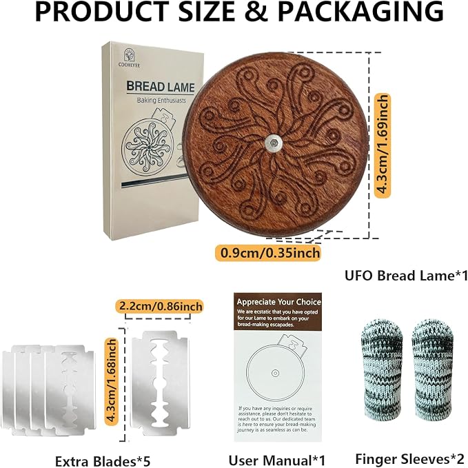 UFO Bread Lame Cutter for Homemade Sourdough, Bread Scorer Tool for Sourdough with 5 Blades, Slashing Tool Bread Cutting Knife for Artisan Bread and Baguette Makers