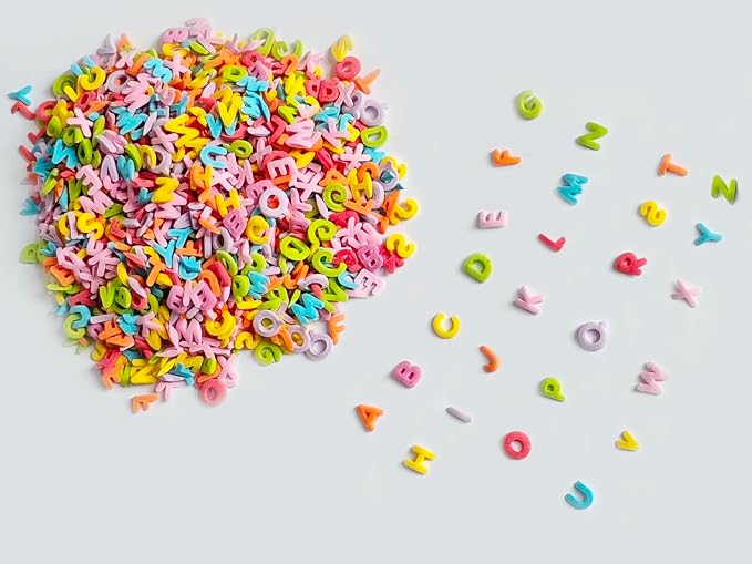 Colorful edible school enrollment Letters Sprinkles- Sugar decoration for the start of school - ABC alphabet figures for cakes and cupcakes Decorating, 3.17oz
