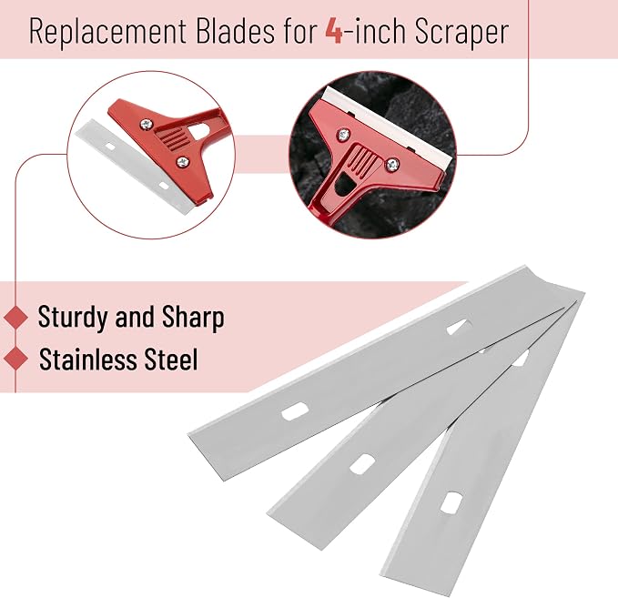 Bates- Replacement Scraper Blades, 4 Inch, 30 Pcs, Stainless Steel Razor Blades, Scraper Blades, Floor Scrapper Blade, Replacement Razor Blades, Paint Scraper Blades, 4 Inch Scraper Blades