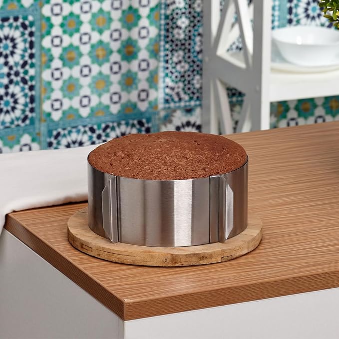 HARFINGTON 6" to 12" Cake Ring 9cm High Adjustable Round Cake Ring Stainless Steel Mousse Baking Moulds Bakeware Supplies for Baking Cooking Making Tool