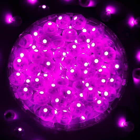 ZGWJ 50PCs Pink Balloon Lights Mini, Battery Powered, Long Standby Time Waterproof Tiny Led Round Flash Light for Paper Lantern Balloon Party Easter Eggs Wedding Christmas Halloween Decorations