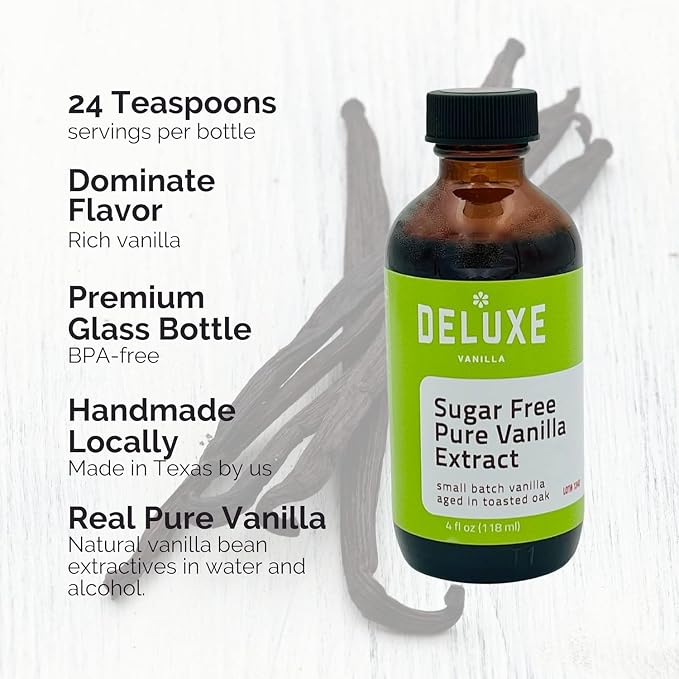 Sugar Free Vanilla Extract 4 oz - No Sugar Added Keto Friendly