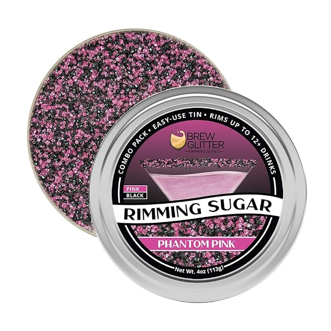 Rimming Sugar - Pink & Black Phantom Pink Mix (4oz 1x Tin) | Cocktail Drink Rimmer for Beverages, Cocktails, Margaritas by Brew Glitter