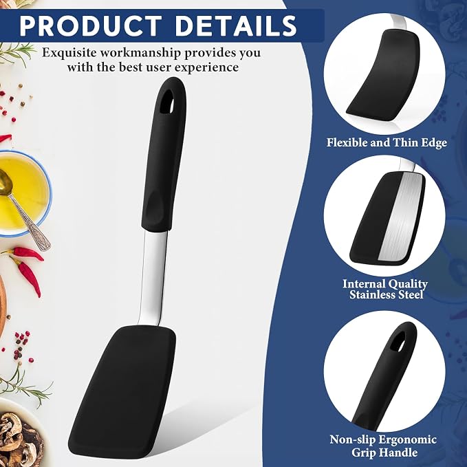 Medium Silicone Spatula Flexible Silicone Cookie Spatula Heat Resistant Medium Pancake Turner for Kitchen Use Nonstick Cookware No Scratch Cooking Flipper for Egg Pancake