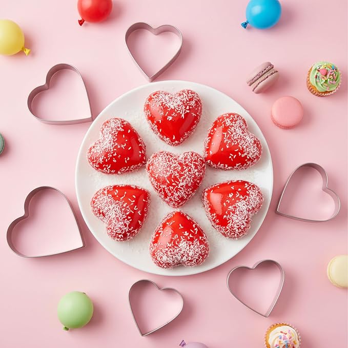 Heart Cookie Cutter,10 Pcs Stainless Steel Heart Shaped Cookie Cutter,Sandwich Cutters for Lunch Lover Wedding Present for Sandwiches Biscuit (3.3 2.6 2.0 1.5 1.1in)