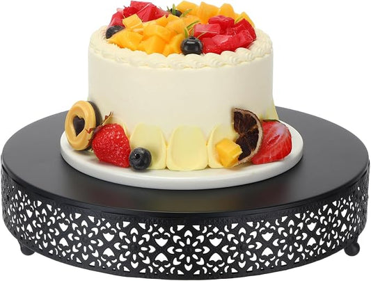 Wenqik Cake Stand 12 Inch Round Metal Cupcake Dessert Wedding Cake Stand Cookies Display Holder Fruit Serving Tray for Table Wedding Birthday Anniversary Party, Black