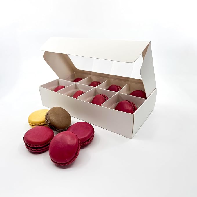 Treat Boxes - 20 ct 8.75 x 4.5 x 1.9 in Bakery Boxes with Windows and Dividers for Candy, Cookies, Cupcakes, or Bakery Desserts - Chocolate, Treats, and Baked Goods Packaging for Gifting