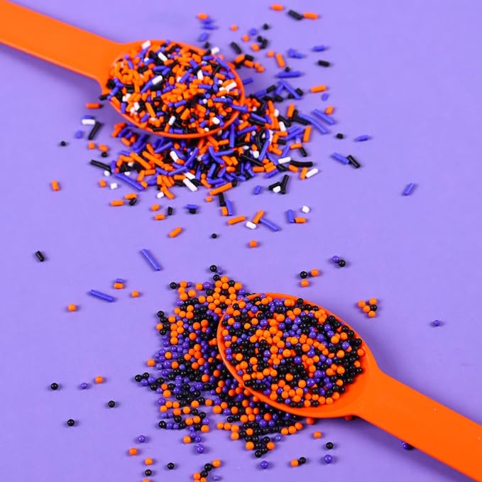 Halloween Jimmies Sprinkles Bulk - 7 oz Black Orange Purple White Jimmies Mix for Cake Decorating, Edible Cookie Cupcake Decorations for Spooky Halloween Baking & Party Treats