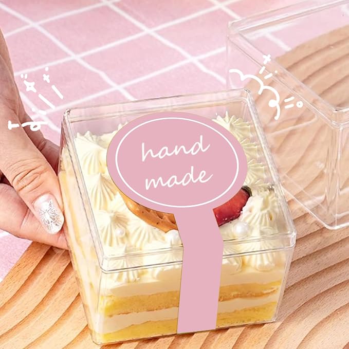 300pcs Pink Handmade Food Baking Label Stickers for Baked Goods Packaging (StyleC)