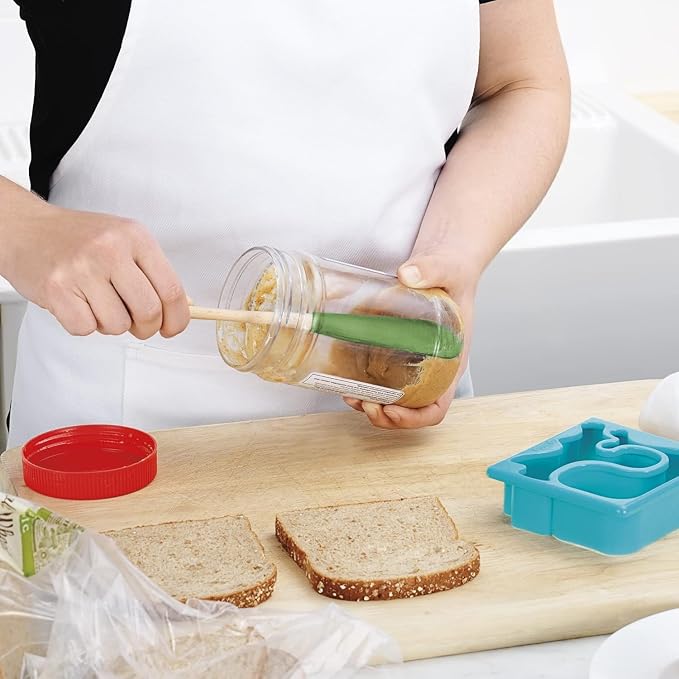 Tovolo Flex-Core Long-Handled Silicone Jar Scraper Spatula, Wood Handle, Heat-Resistant Silicone Head With Curved Front for Scooping & Scraping, Dishwasher-Safe & BPA-Free, 1 Count