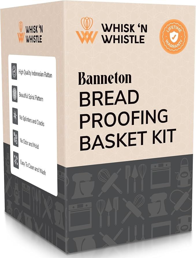 Proofing Basket Set - 9" Round & 10" Oval Baskets - Sourdough Starter Kit - Sourdough Bread Baking Tools and Supplies Include Dough Whisk, Scrapers and Lame
