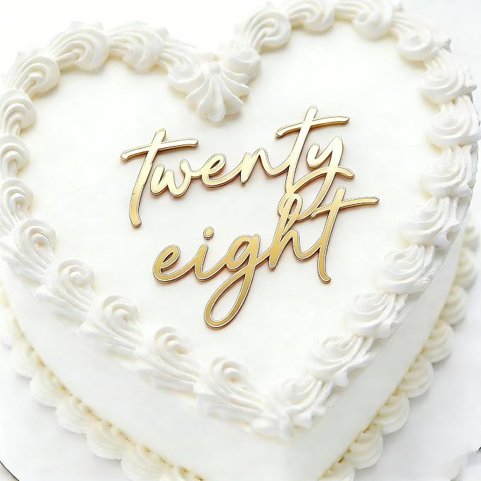 Happy 28th Birthday Cake Toppers,Gold 28th Anniversary Cake Topper 28 Years Loved Bday Decorations 28 Birthday Cake Decorations Twenty-Eight Party Supplies for Women Men