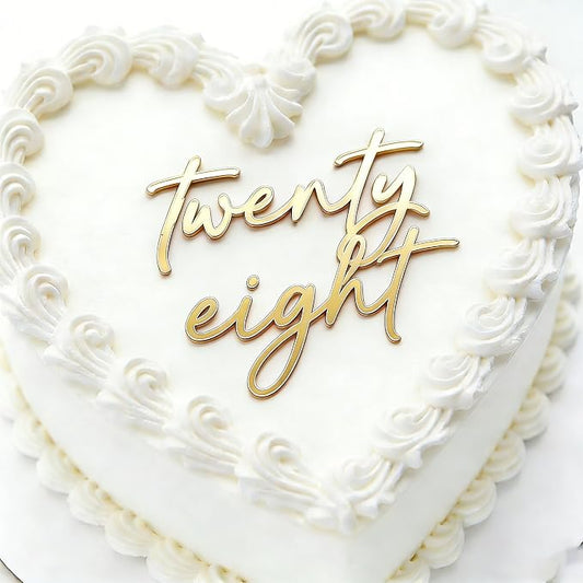 Happy 28th Birthday Cake Toppers,Gold 28th Anniversary Cake Topper 28 Years Loved Bday Decorations 28 Birthday Cake Decorations Twenty-Eight Party Supplies for Women Men