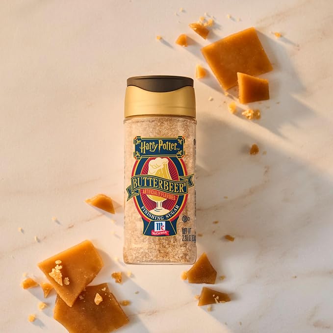 McCormick Harry Potter Finishing Sugar, Butterbeer, Limited Edition, Buttery Sweetness of Toffee, Sprinkle on Baked Goods or Use as a Rimming Sugar on Beverages, 2.93 oz (Pack of 2)