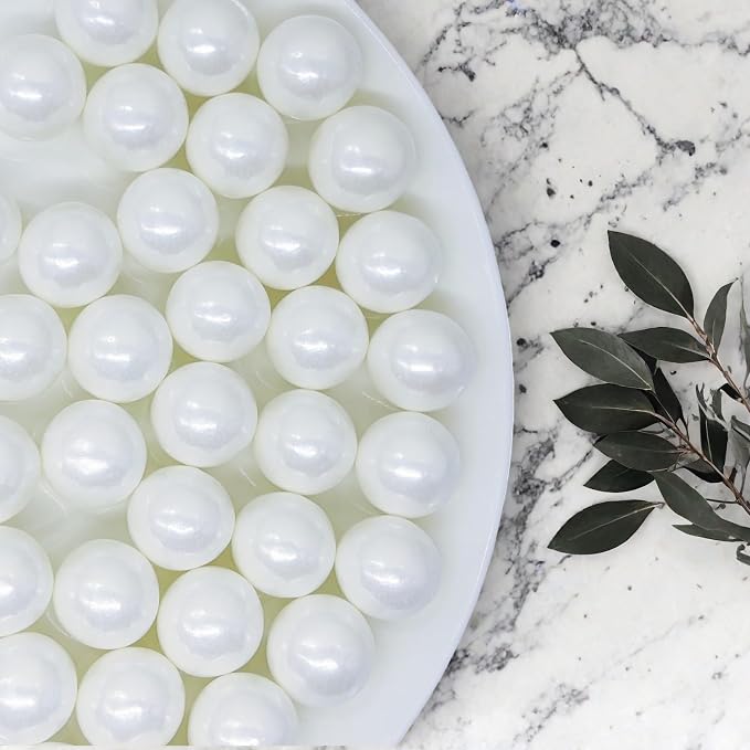 14mm Edible White Pearl Sugar Sprinkles Candy Mini Pearls Cake Decorations Cupcake Toppers Cookie Decorating Perfect for Wedding Party Valentine Halloween Christmas Supplies 3OZ