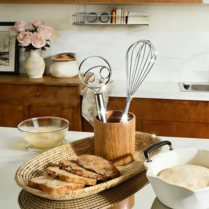 Danish Dough Whisk and Balloon Whisk Set, 2-Piece 12 Inch 316 Stainless Steel for Egg, Cream, Bread, Pizza & Sourdough Mixing, Dishwasher Safe