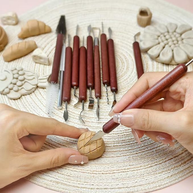 11PCS Clay Sculpting Tools Kit, Polymer Clay Tools for Pottery, Double-Head Ceramics Tool for Carving, Air Dry Clay, Pottery Kiln, Pottery Wheel, Shaping, Molding, Modeling, Adults, Students, Supplies