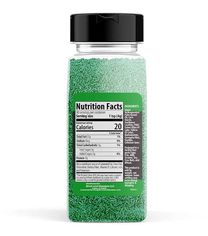 Birch & Meadow Green Sprinkles,12.8 oz, Fun & Decorative Topping
