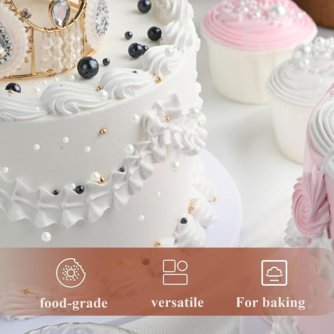 HeDeon&Rles Edible Preals Sprinkles for Baking Black White Gold Silver Pearls Mix Sprinkles for Cake Cupcake Pancake Ice Cream Decoration