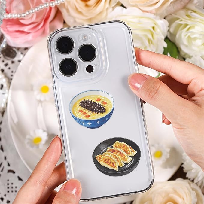 50 Pcs Delicous Foods Stickers PET Chinese Foods Stickers for Laptops Water Bottles Waterproof Transparent Decorative Decals for Phone Case Book Guitar Vinyl Decals for Kids Teens Adults