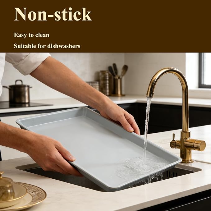 Cookie Sheets for Baking 18x13", Half Ceramic Baking Sheet | Non-Stick & Non-Toxic Ceramic Coating, 2.2mm Thick Aluminum Oven Trays for Cooking, PTFE & PFOA Free