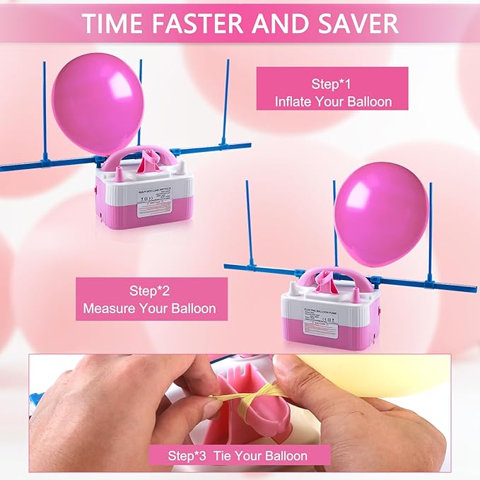 Balloon Pump Electric,110V 600W Balloon Blower Inflator Dual Nozzle Air Pump Balloons Inflator for Decoration, Party, Sport,Gifts:2 Balloon Tying Tools