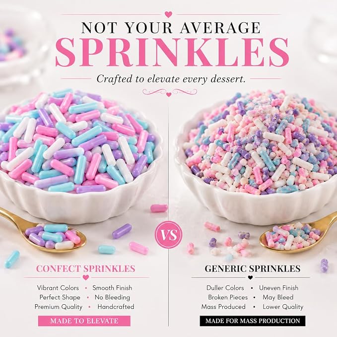 Confect Custom Rainbow Sprinkles | Candyland Jimmies Mix | Vibrant Multicolor Edible Toppings for Cakes & Desserts | Vegan, Gluten-Free, Palm Oil-Free – 4.2 Oz