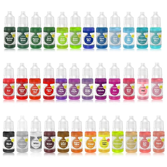 Food Coloring Liquid Set 36Colors: E-Kongton Food Dye Food Grade Vibrant Food Dye Tasteless for Baking, Decorating,Slime,Fondant, Icing,Cooking and DIY Crafts.35 Fl. Oz (10 ml) Each Bottles