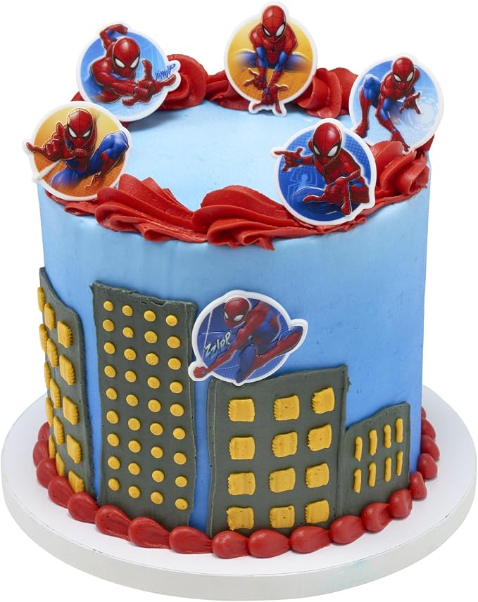 Marvel's Spider-Man Rings | 24 | Neighborhood Hero Cupcake Toppers For Birthday Parties & Celebrations, Food Safe - 24 Pack