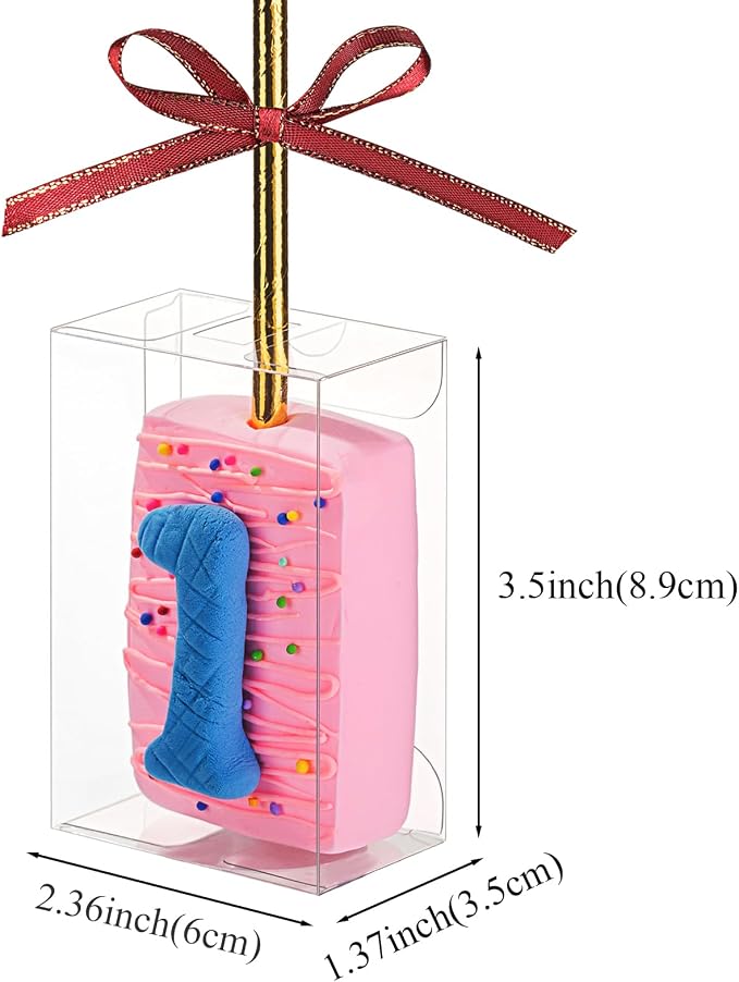 RomanticBaking 100 Pack 3.5"x 2.4"x 1.38" Clear Rice Krispie Treat Boxes with Hole for Cakesickle,Small Macaron,Candy,Treat Boxes Graduation Bab Show Party Favors Box