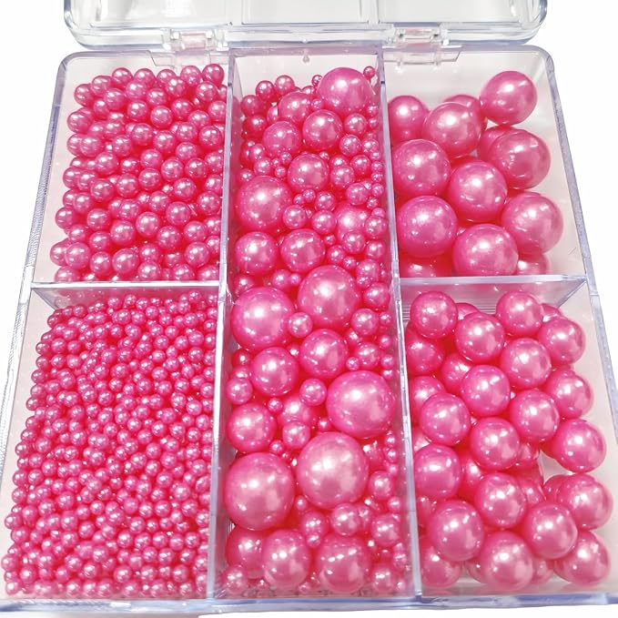 Edible Pink Pearl Sprinkles for Cake Decorating, Mixing 4 Sizes Pink Sugar Cupcake, Ice Cream, Donuts, Macaron Toppings Supplies 90g/ 3.17oz