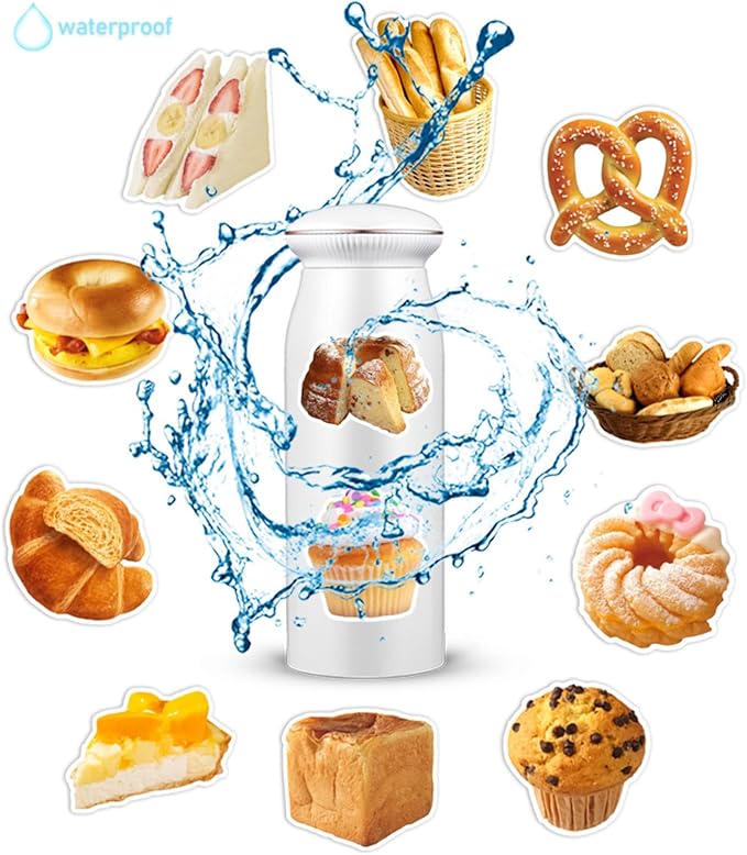 50pcs Cute Bread Stickers Food Stickers, Waterproof Scrapbook Aesthetic Sticker for Water Bottles Computer Laptop Scrapbook Daily Planner Junk Bullet Journaling Decorative Supplies