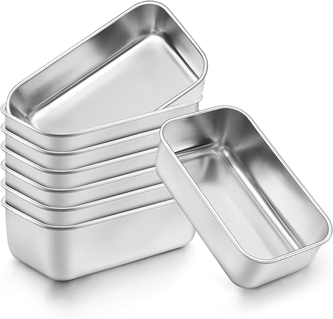 Onader Mini Loaf Pans for Baking Bread, 8 Pack 6¼ x 3⅝ Inch Stainless Steel Small Loaf Bread Pans, Metal Bread Baking Pan Set for Meatloaf Homemade Cake Brownies, Non Toxic