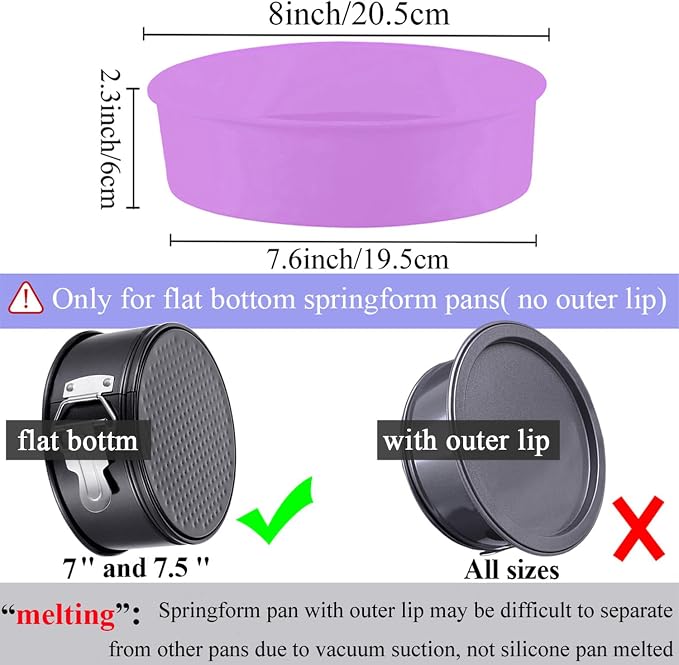 Silicone Cheesecake Pan Protector for 7 inch and 7.5 inch Round Springform Pan, Cheesecake Water Bath Protector,Baking Accessories Preventing Water Entry,8 inch