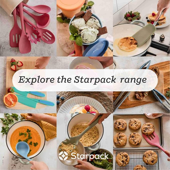 StarPack Premium Flexible Silicone Spatula Set - 3 Spatulas for Nonstick Cookware - 600°F High Heat Resistance Spatula Set - Spatulas for Kitchen Use for Fish, Eggs, Pancakes & Cookies (Gray Black)