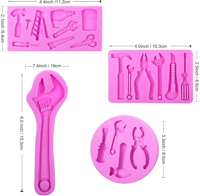 Construction Tools Silicone Molds, Hand Tools Chocolate Molds | Wrench Chocolate Molds, Ladder Screwdriver Scissor Fondant Baking Molds for Cake Decoration Cupcake Topper Candy Clay Resin