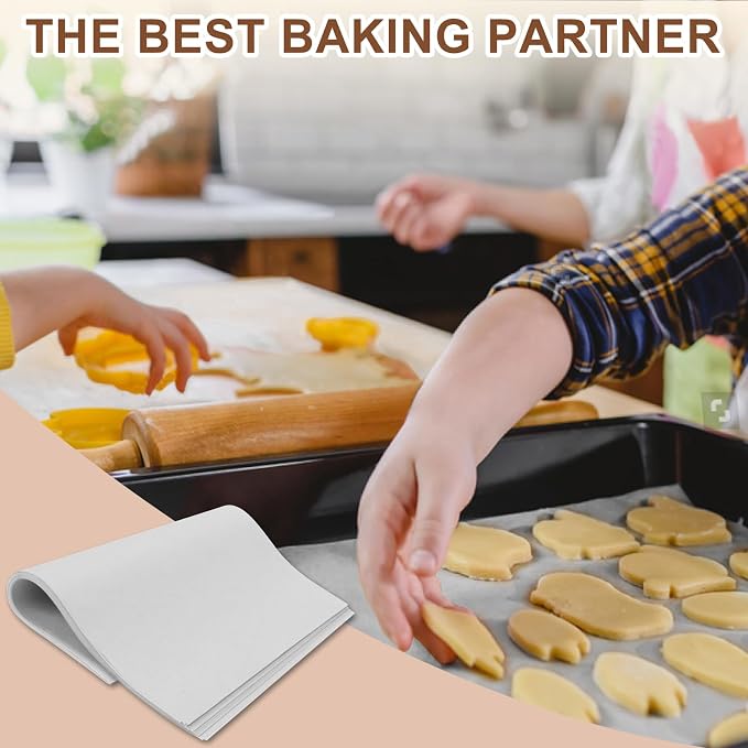 130-Pack Precut Parchment Paper Sheets | 12x12 Inch White Baking Paper | Heavy Duty Non-Stick Liners for Oven, Air Fryer, Grill & Steaming | Perfect for Baking, Cooking, Wrapping Food