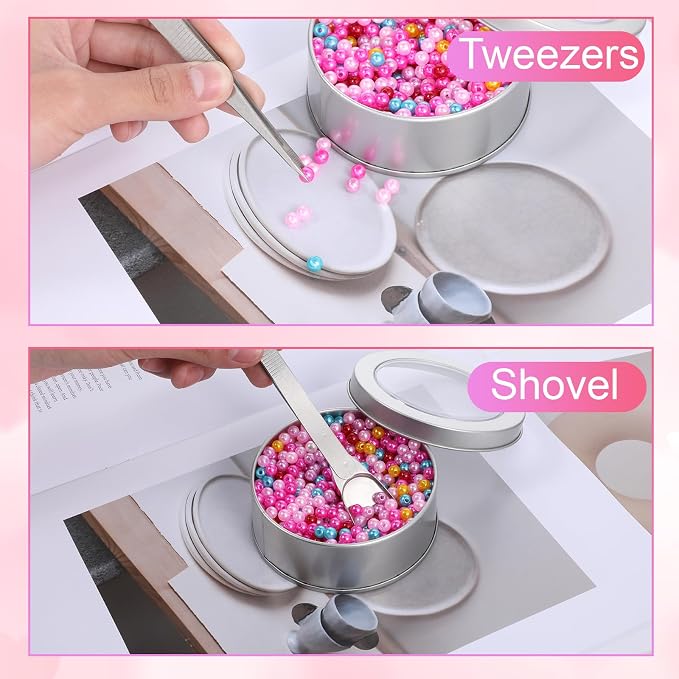 4Pcs Cake Decorating Sprinkles Tools Set, 4 Claw Sprinkle Pen Pearl Grabber Sugar Bead Pick-up Tool Stainless Steel Cake Tweezers Pearl Sprinkle Spoon with Shovel for Cake Ice Cream Baking