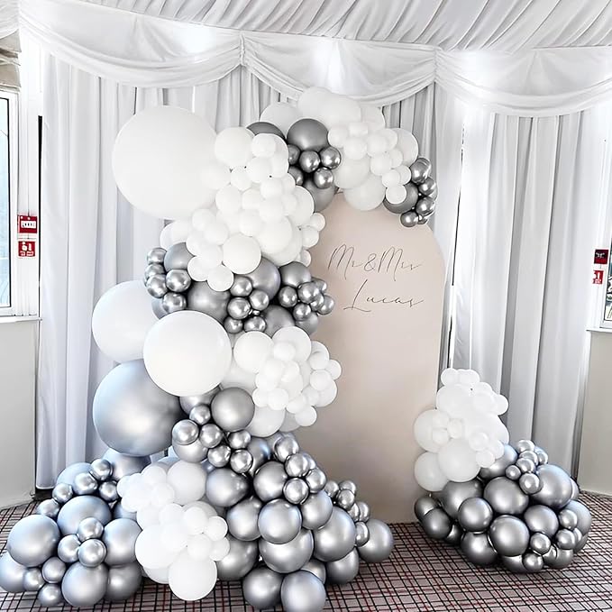Voircoloria Metallic Silver Balloons, 66pack 12inch Chrome Silver Latex Party Balloons for Graduation, Wedding, Birthday, New Year, Baby Shower, Anniversary, Holiday Party Decorations