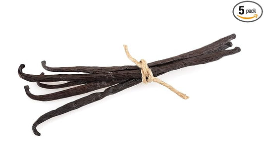 5 Organic Madagascar Vanilla Beans. Whole Grade A Vanilla Pods for Vanilla Extract and Baking
