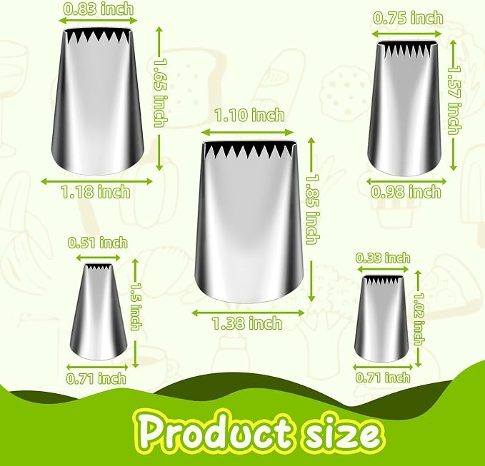 Suuker 5 Pieces Basketweave Piping Tips Set | Stainless Steel, Half Row Braided Flower Design, For Cupcakes, Cake, Cookie, 3D 1D 895 48 47