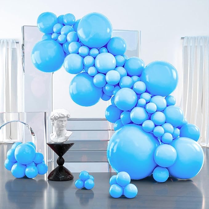 PartyWoo Light Blue Balloons 127pcs Different Sizes Pack of 36 18 12 10 5 Inch Baby Pastel Blue Balloon Arch Kit for Baby Shower Gender Reveal Graduation Mermaid Birthday Party Decorations Blue-Y20