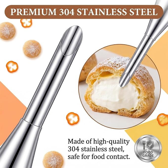 3Pcs Donut Filler Injector, Cream Filling Piping Tip, Cupcake Filler Tool Couplers For Piping Bags, Disposable Pastry Bags for Small Pastries Puffs Cupcakes Filling Donuts