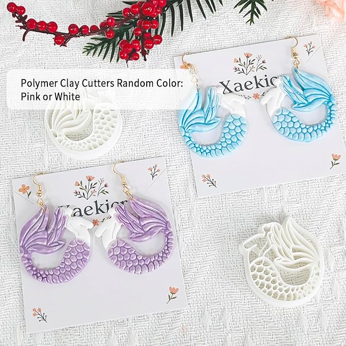 Xaekicr Dragon Mermaid Polymer Clay Cutters Set – Fantasy Clay Earring Cutters for DIY Jewelry Making – Polymer Clay Molds and Clay Tools